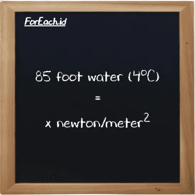 Example foot water (4<sup>o</sup>C) to newton/meter<sup>2</sup> conversion (85 ftH2O to N/m<sup>2</sup>)